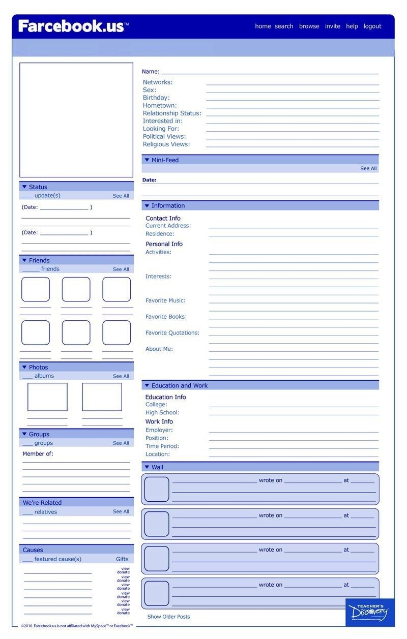Facebook Template Historical Figures Characters In A Novel Or Movie