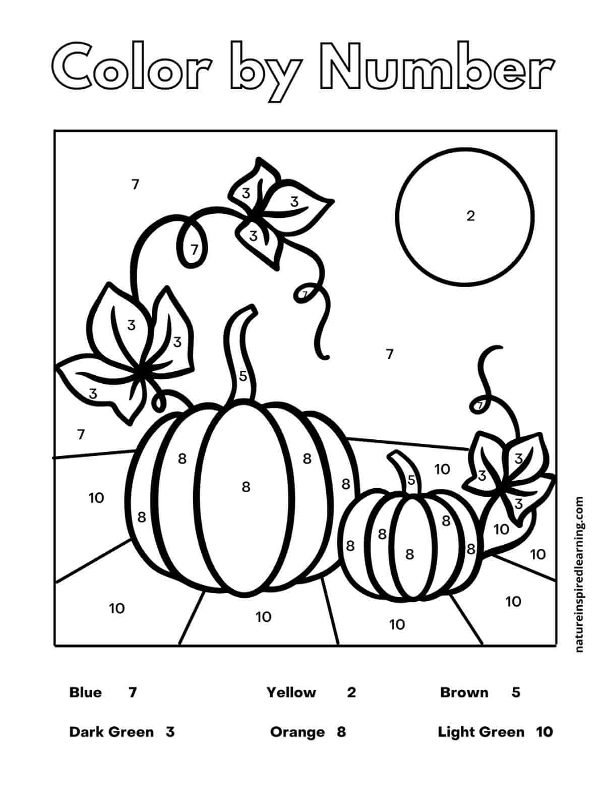 Fall Color By Number Nature Inspired Learning