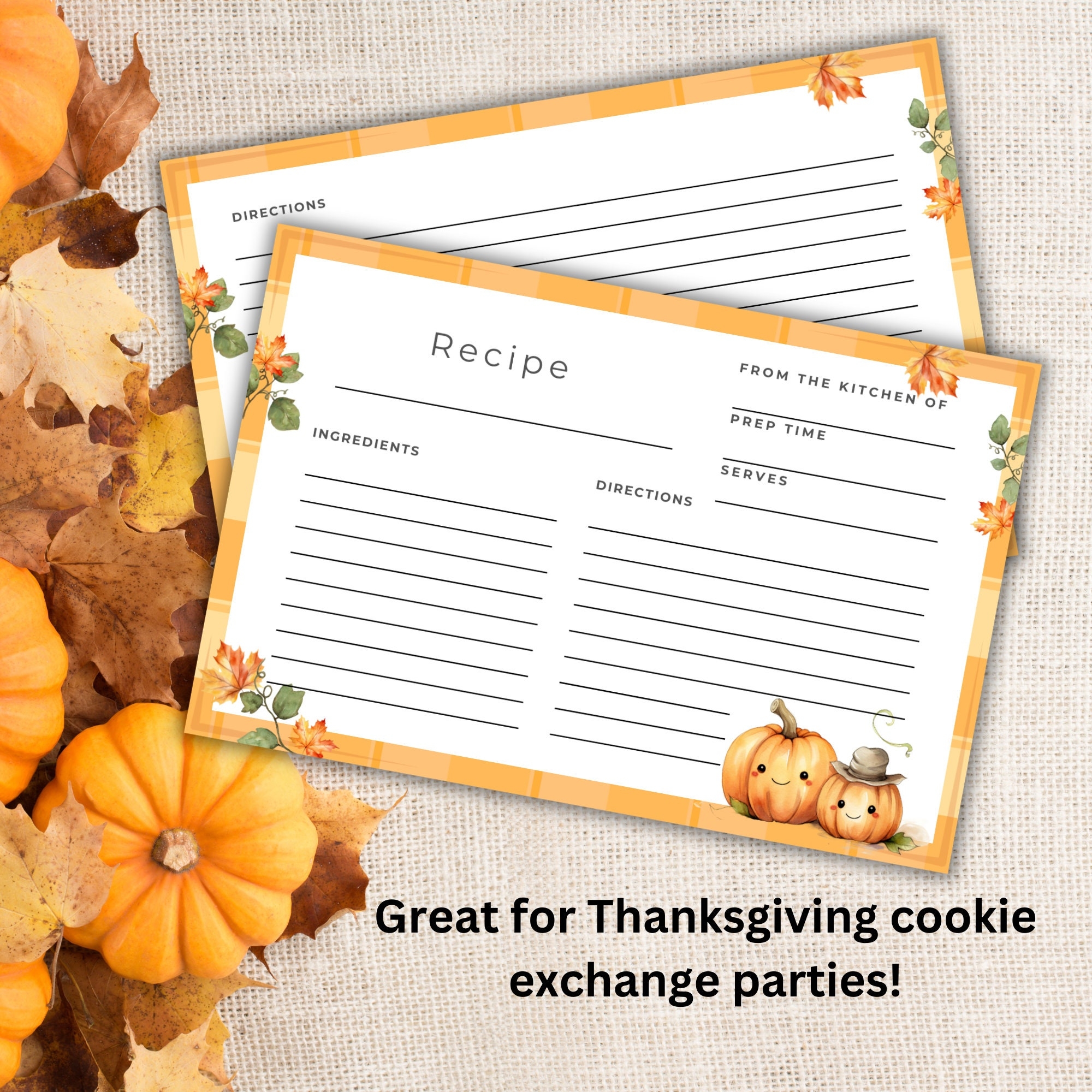 Fall Recipe Cards Printable Printable Fall Recipe Cards Pumpkin Recipe Baking Gift Idea Thanksgiving Recipe Card 4x6 Instant Download Etsy
