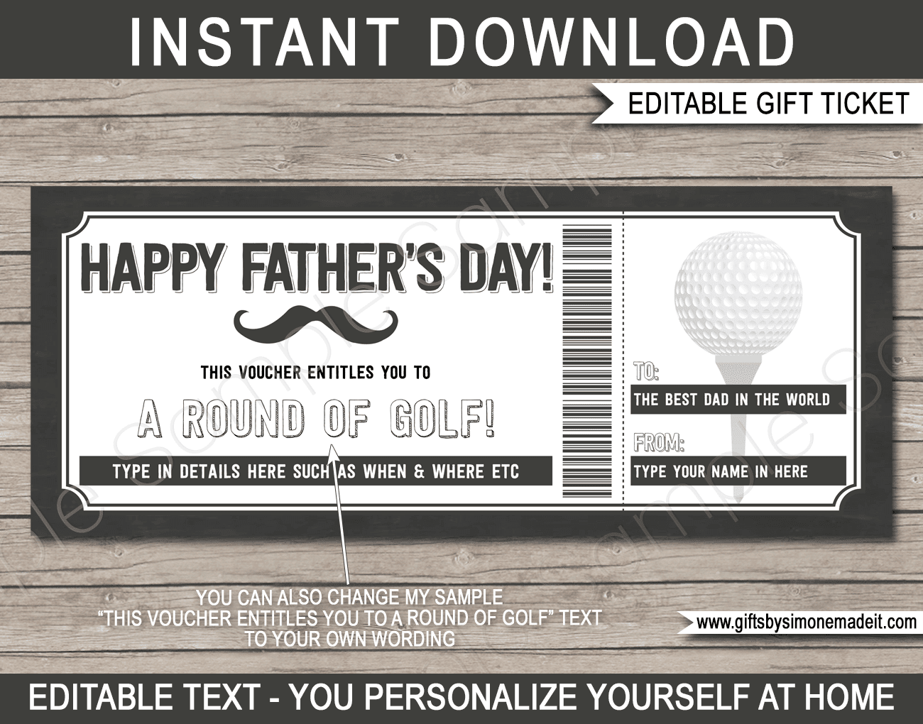 Fathers Day Golf Coupon Template Printable Golfing Trip Ticket