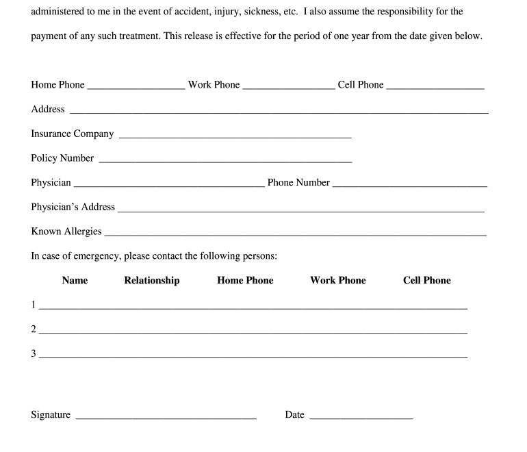 Fillable Online Summermusical Wwcc Medical Release Form Fax Email Print PdfFiller