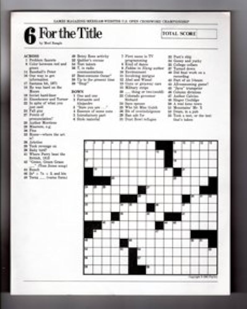 For The Title Sixth and Most Difficult Qualifying Crossword Puzzle For The 1985 Games Magazine Merriam Webster U S Crossword Puzzle Open Merl Reagle Reagle Merl Amazon Books