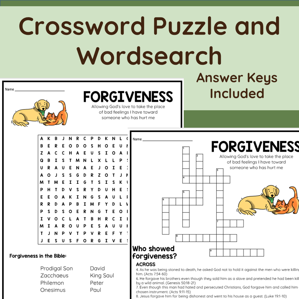 Printable Crossword Puzzles On Forgiveness