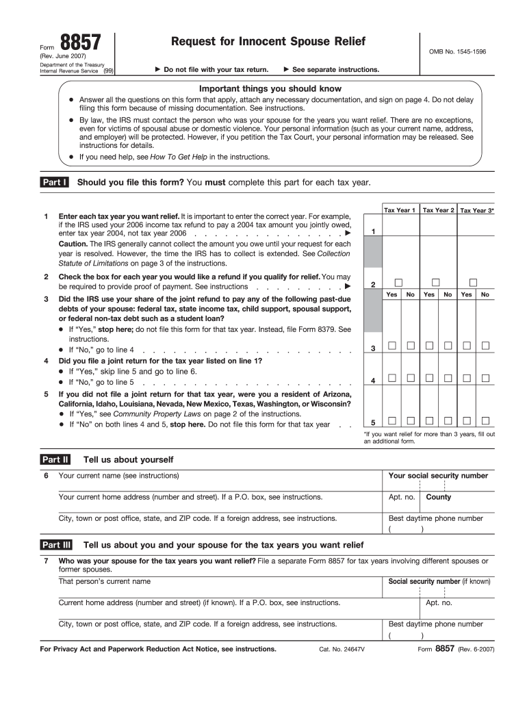 Form 8857 From Irs 2007 Fill Out Sign Online DocHub