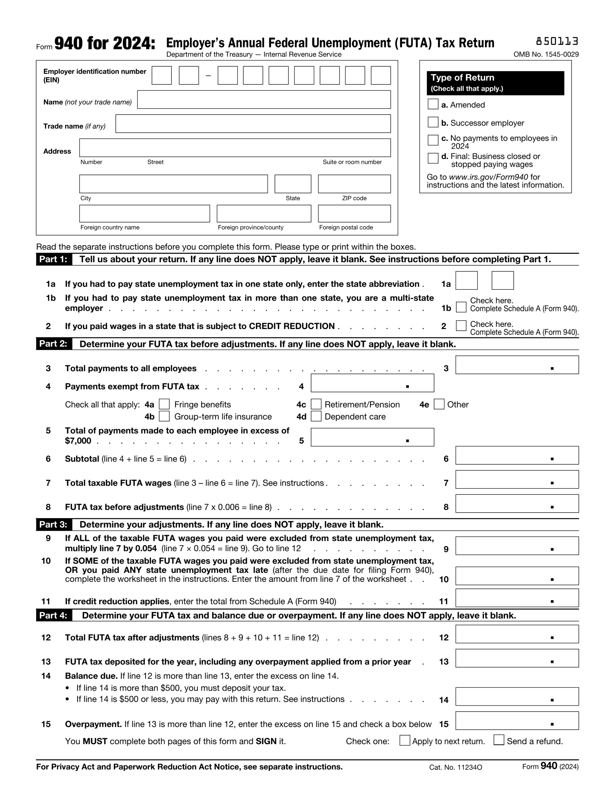 Form 940 For 2024 2025 How To Fill Out Download PDF Guru