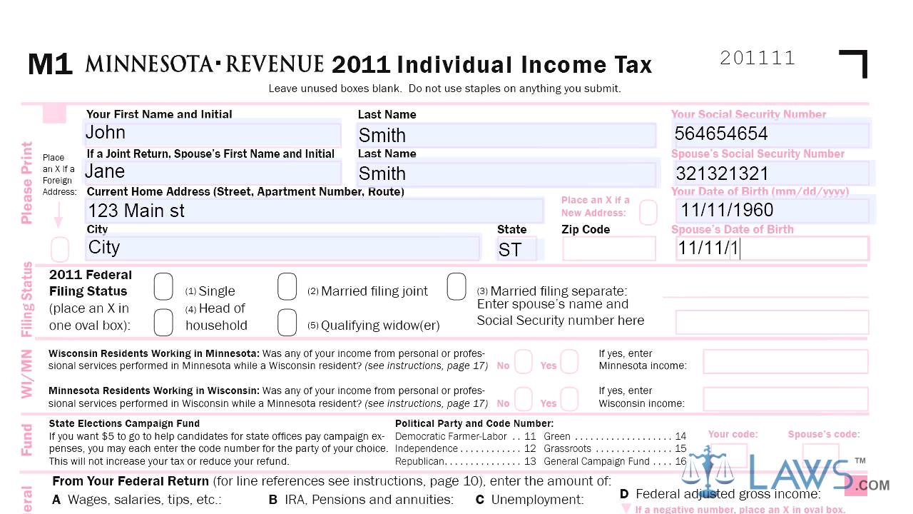 Form M1 Individual Income Tax Printable YouTube