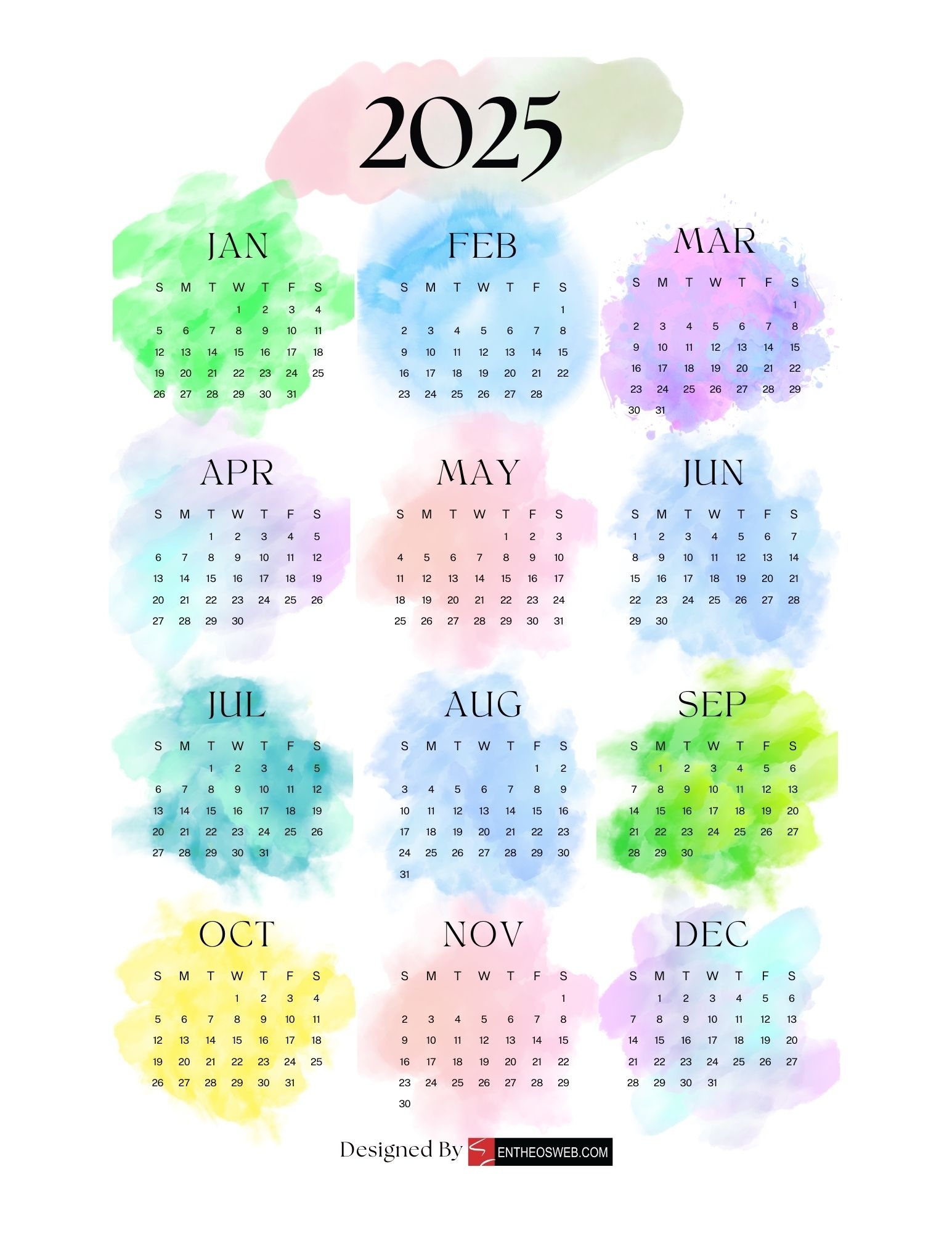 Free 2025 Calendars EntheosWeb