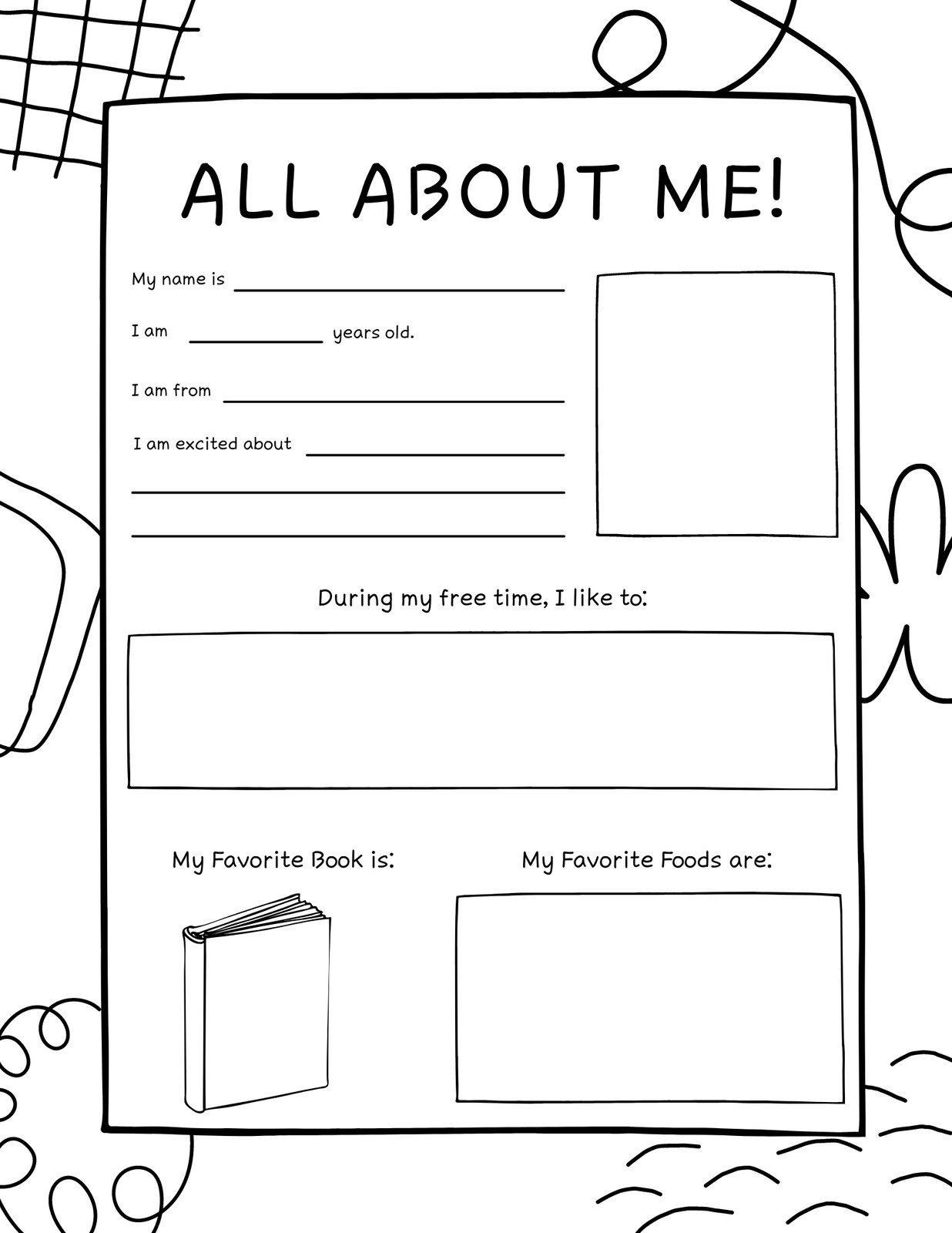 All About Me Free Printable Book
