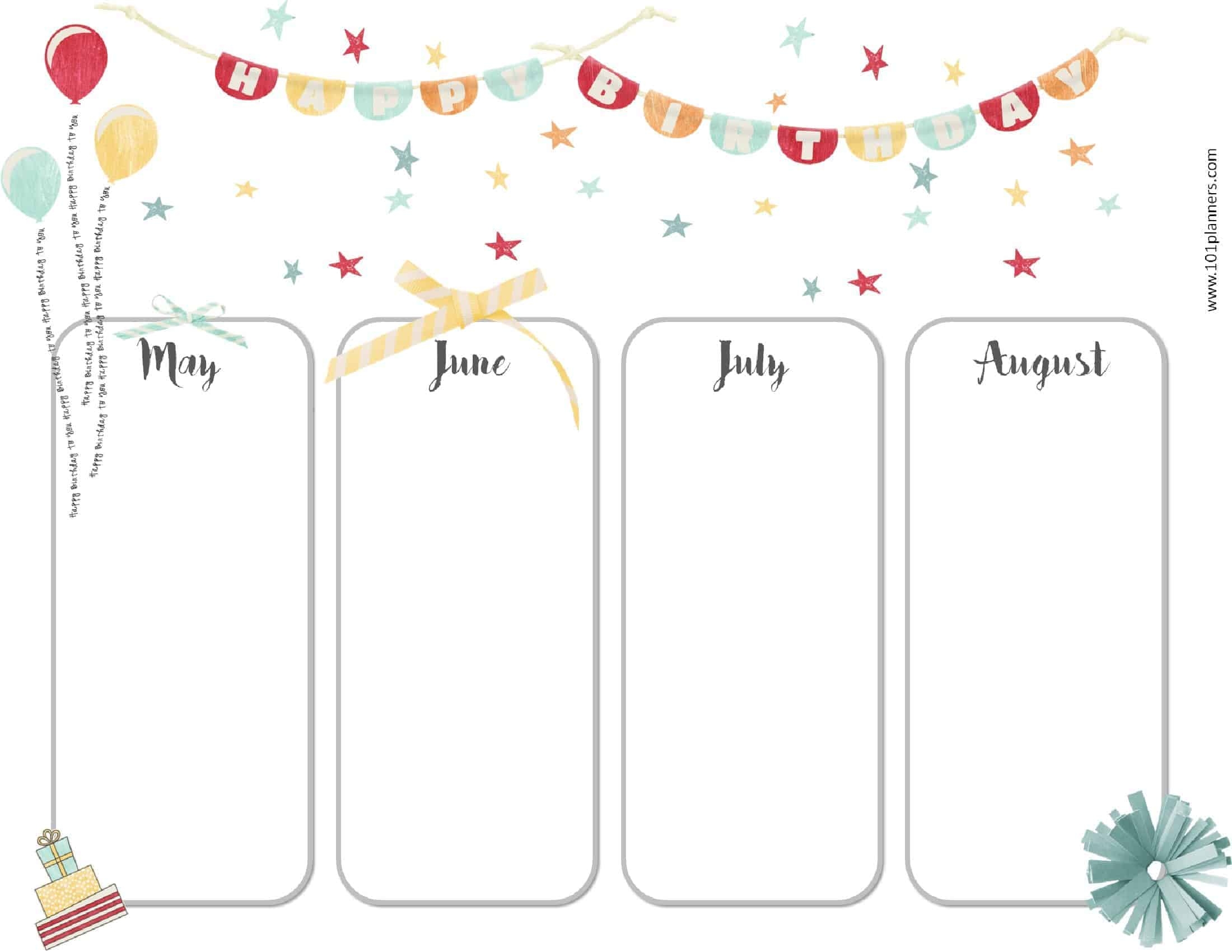 Customizable Printable Calendar With Birthdays