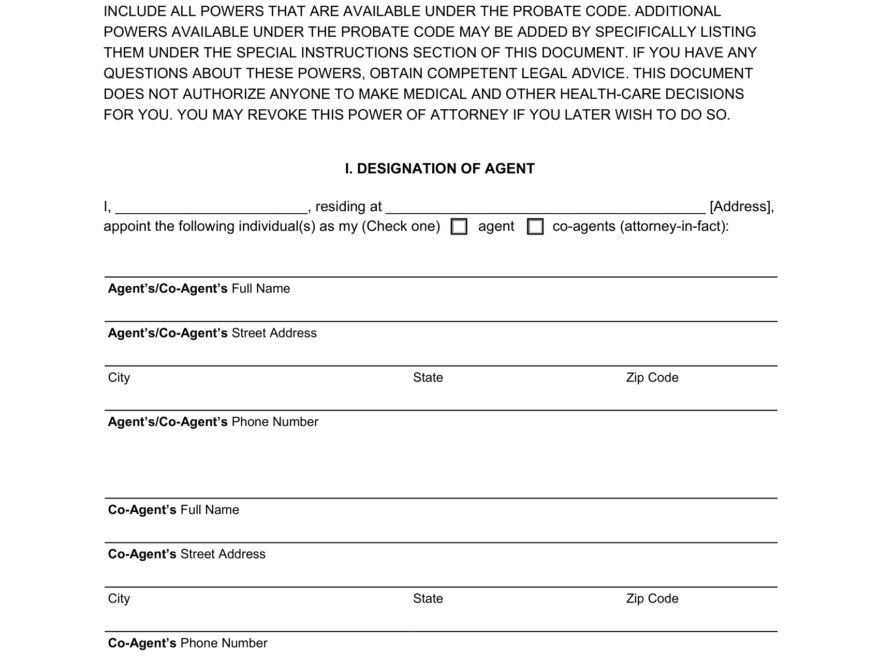 Free California Power Of Attorney Forms PDF Word