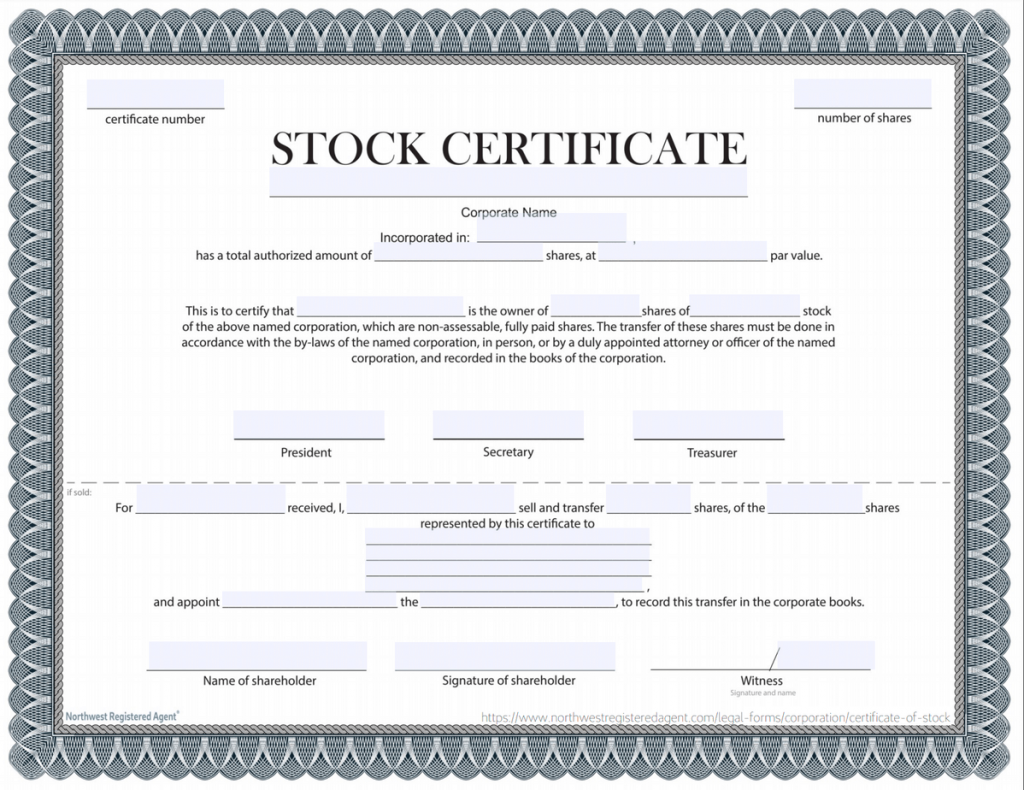 Free Certificate Of Stock Template Corporate Stock Certificates