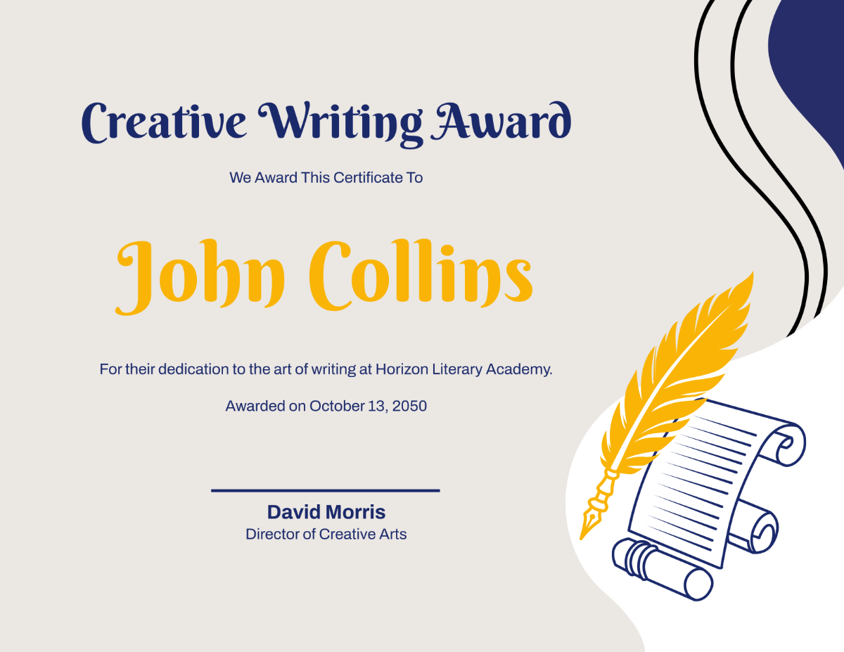 Free Printable Student Writing Award Certificates