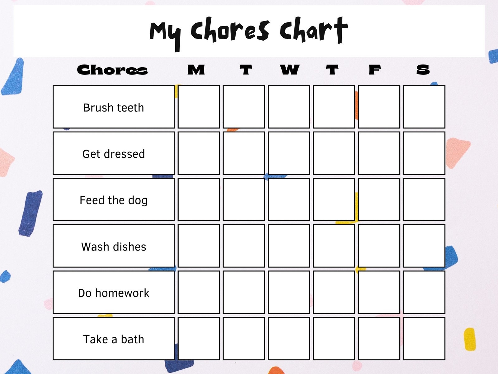 Free Printable Monthly Chore Chart Templates