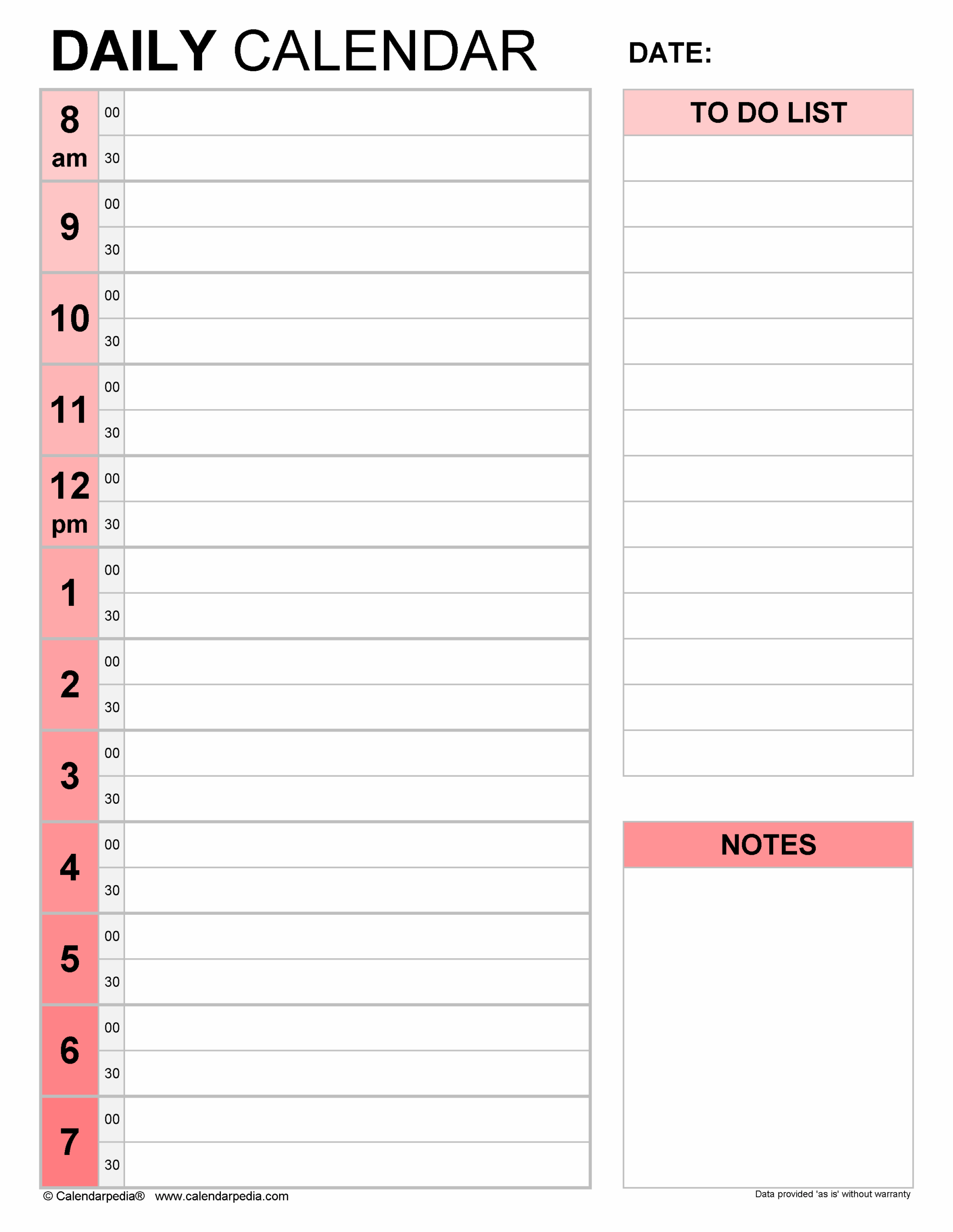 Free Daily Calendars In PDF Format 30 Templates
