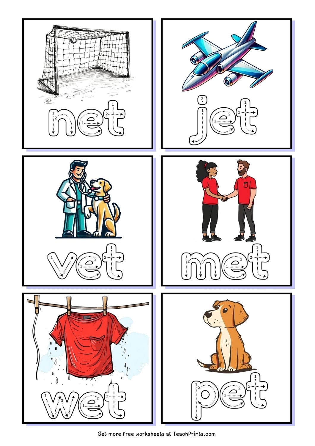 Free et Word Family Worksheets Teach Prints