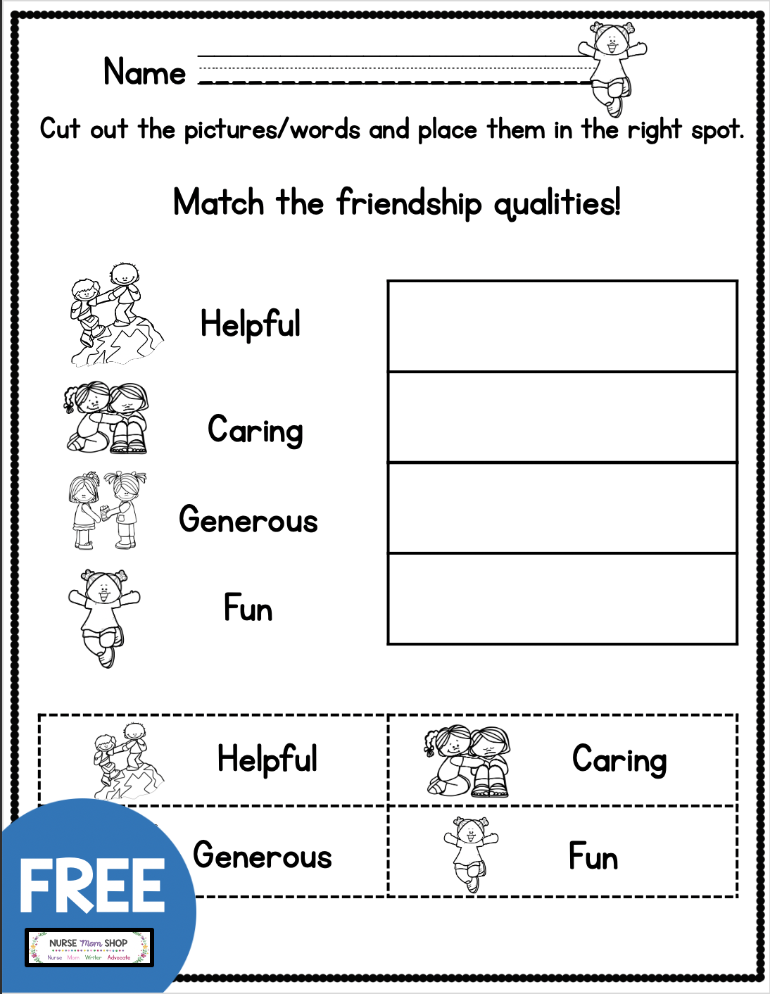 FREE Friendship Printables Social Emotional Learning Friendship Worksheets Library