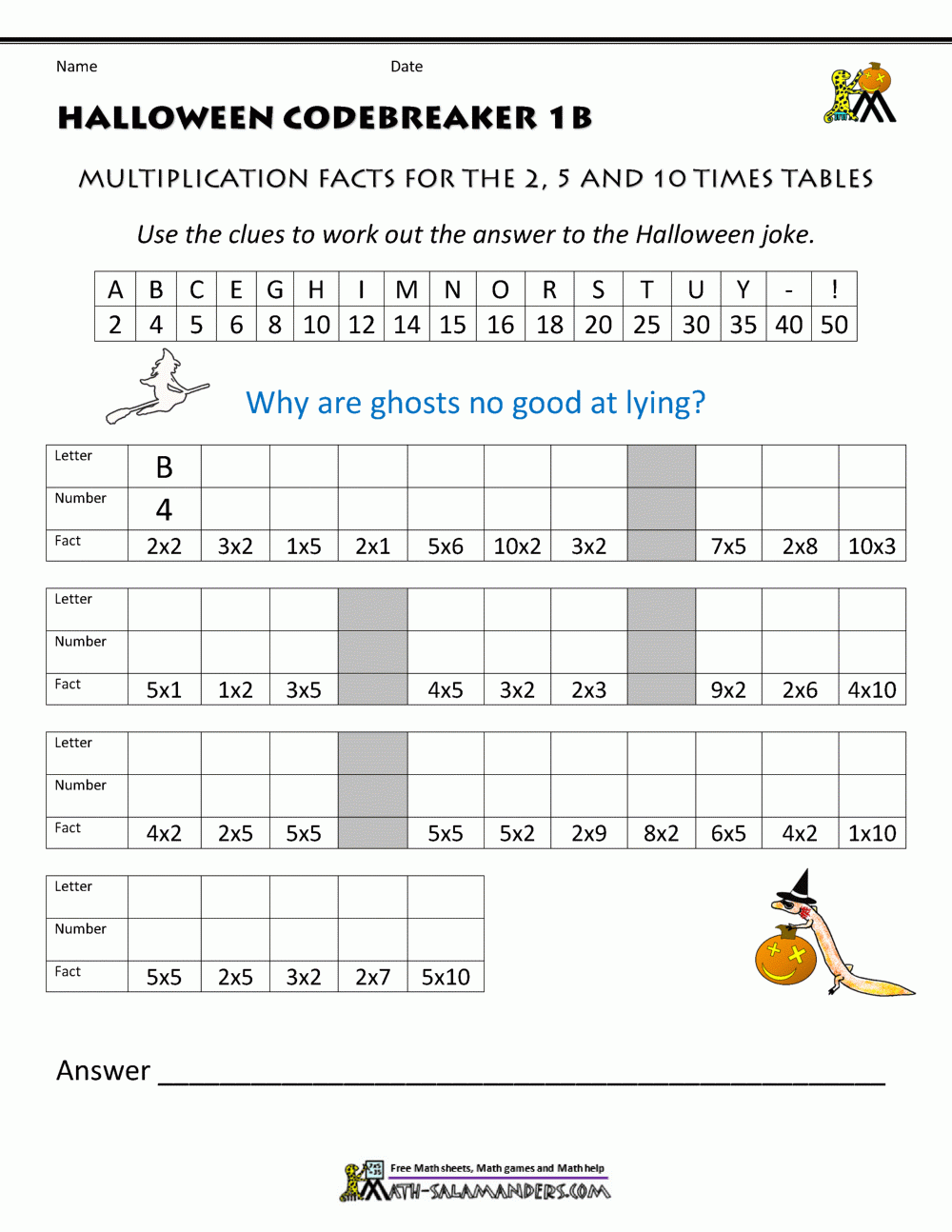 Free Halloween Math Worksheets Worksheets Library