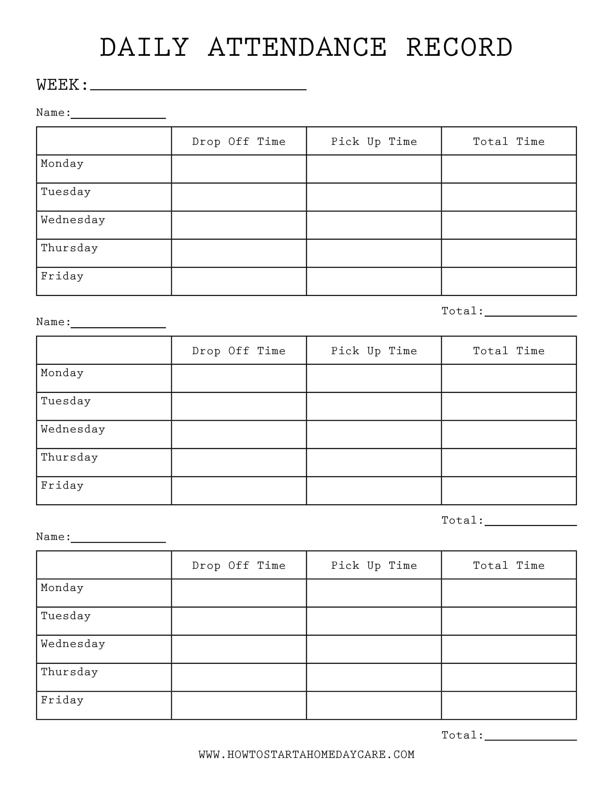 In Home Daycare Printable Forms