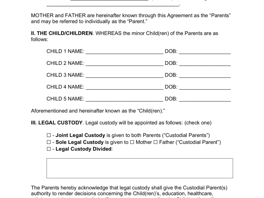 Free Massachusetts Custody Parenting Plan PDF Word EForms