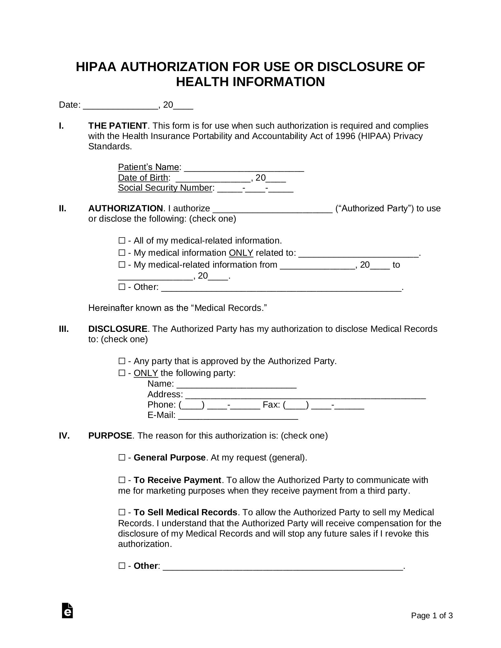 Free Printable Medical Consent Form For Adults