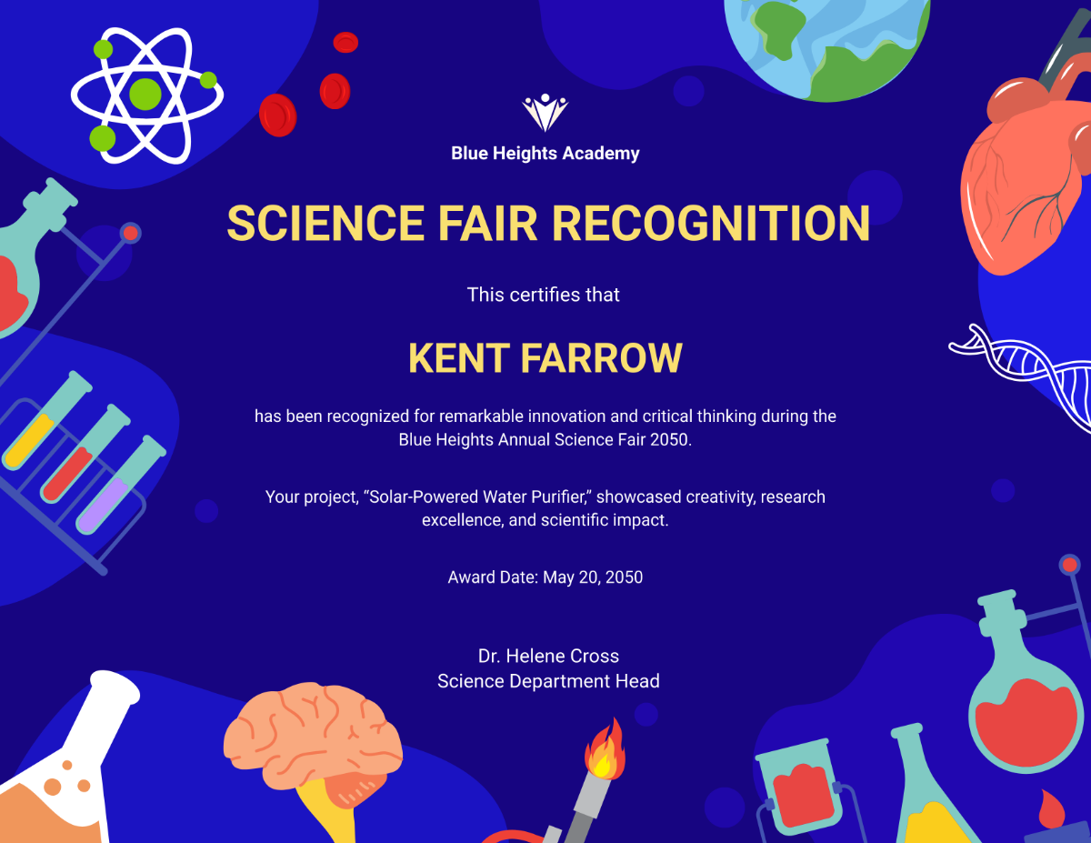 Free Modern School Science Fair Certificate Template To Edit Online
