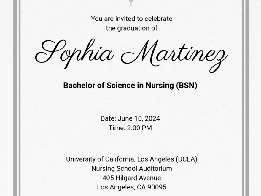 Free Nursing School Graduation Invitation Template To Edit Online