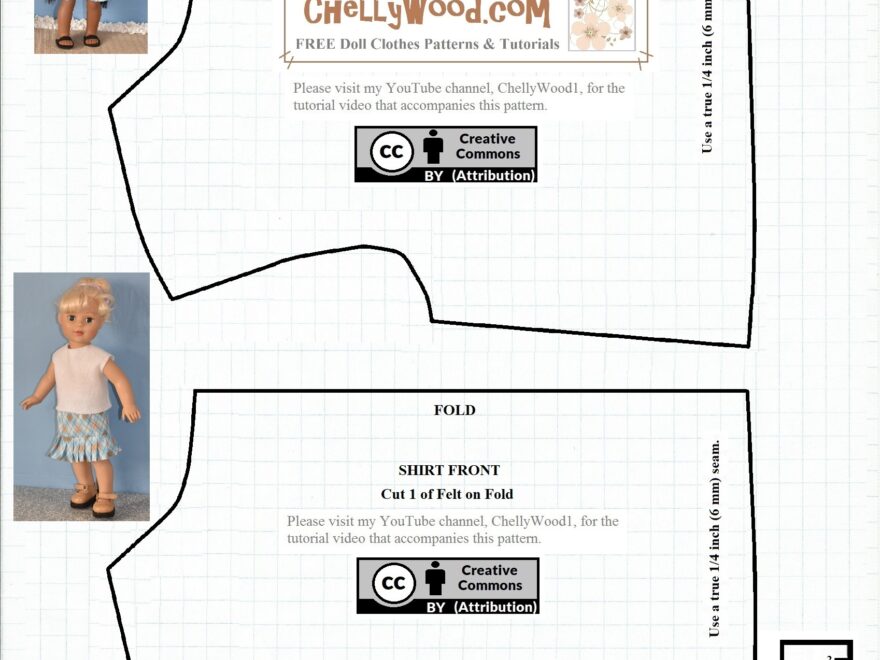 Free patterns For 18 inch dolls Easy sew Shirt ChellyWood Free Doll Clothes Patterns