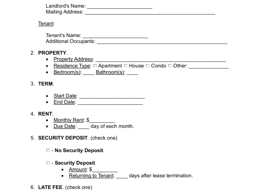 Free Pennsylvania Standard Residential Lease Agreement Template PDF Word EForms