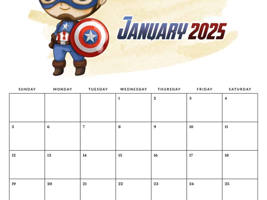 Free Printable 2025 Avengers Calendar The Cottage Market