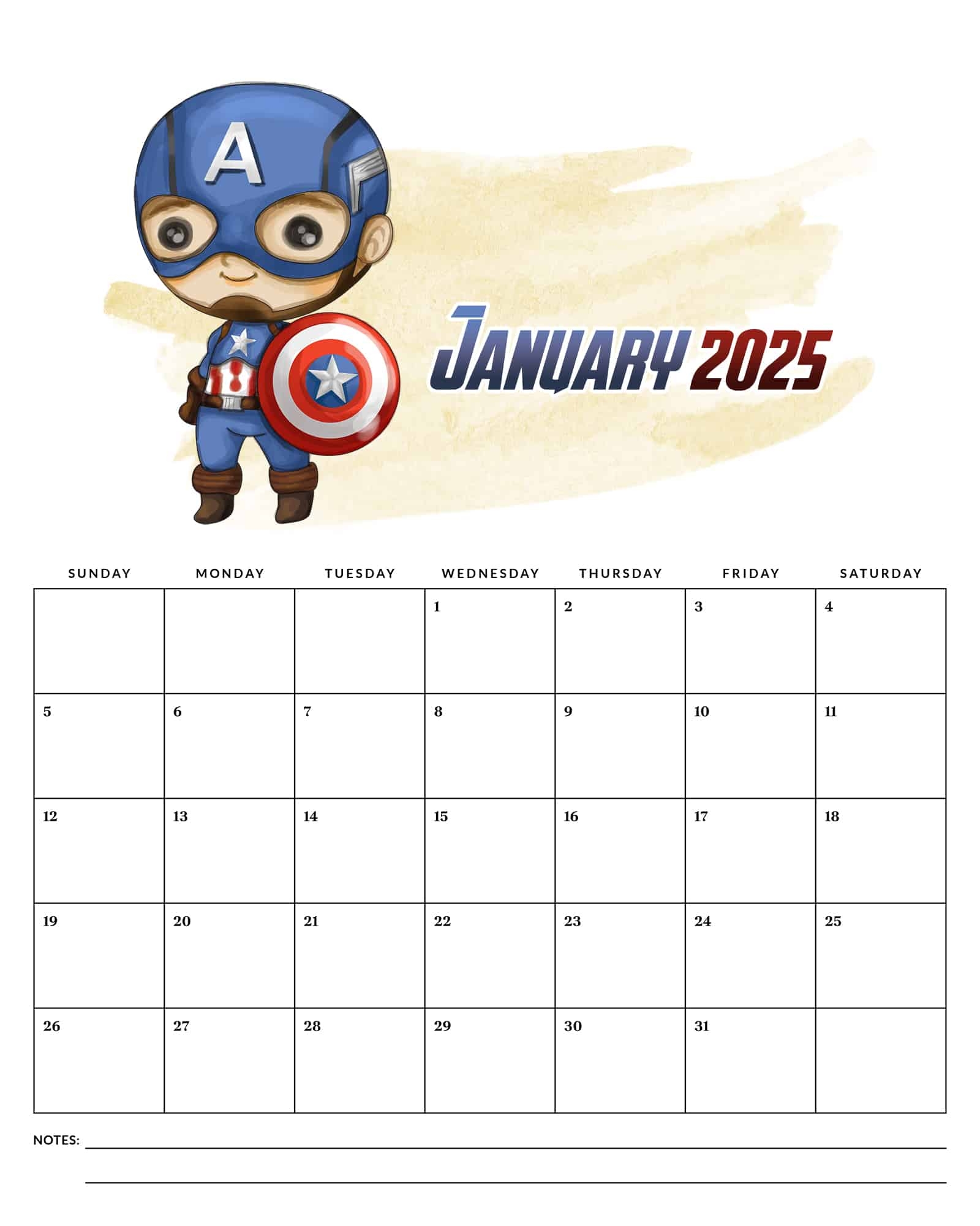 Free Printable 2025 Avengers Calendar The Cottage Market