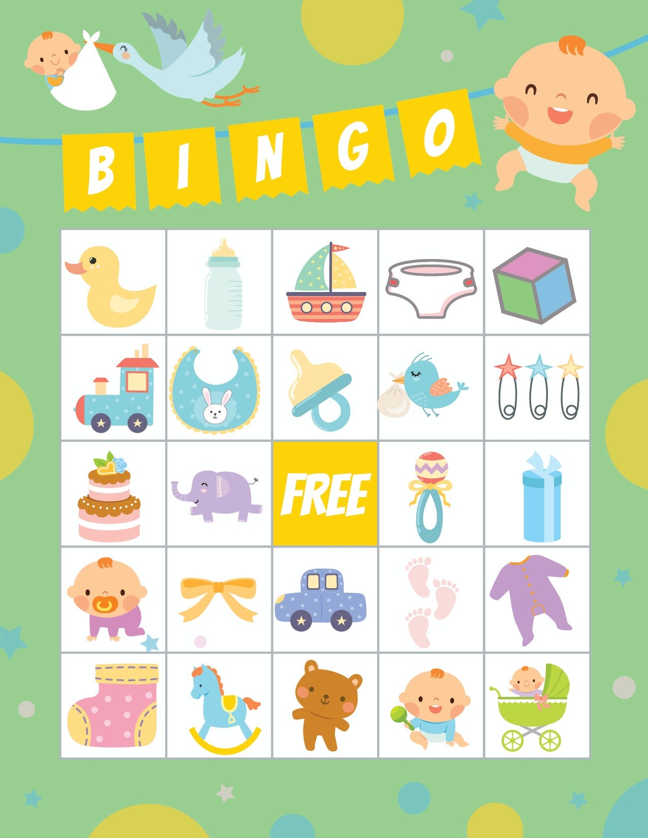 Free Printable Baby Shower Bingo 40 Cards Play Party Plan