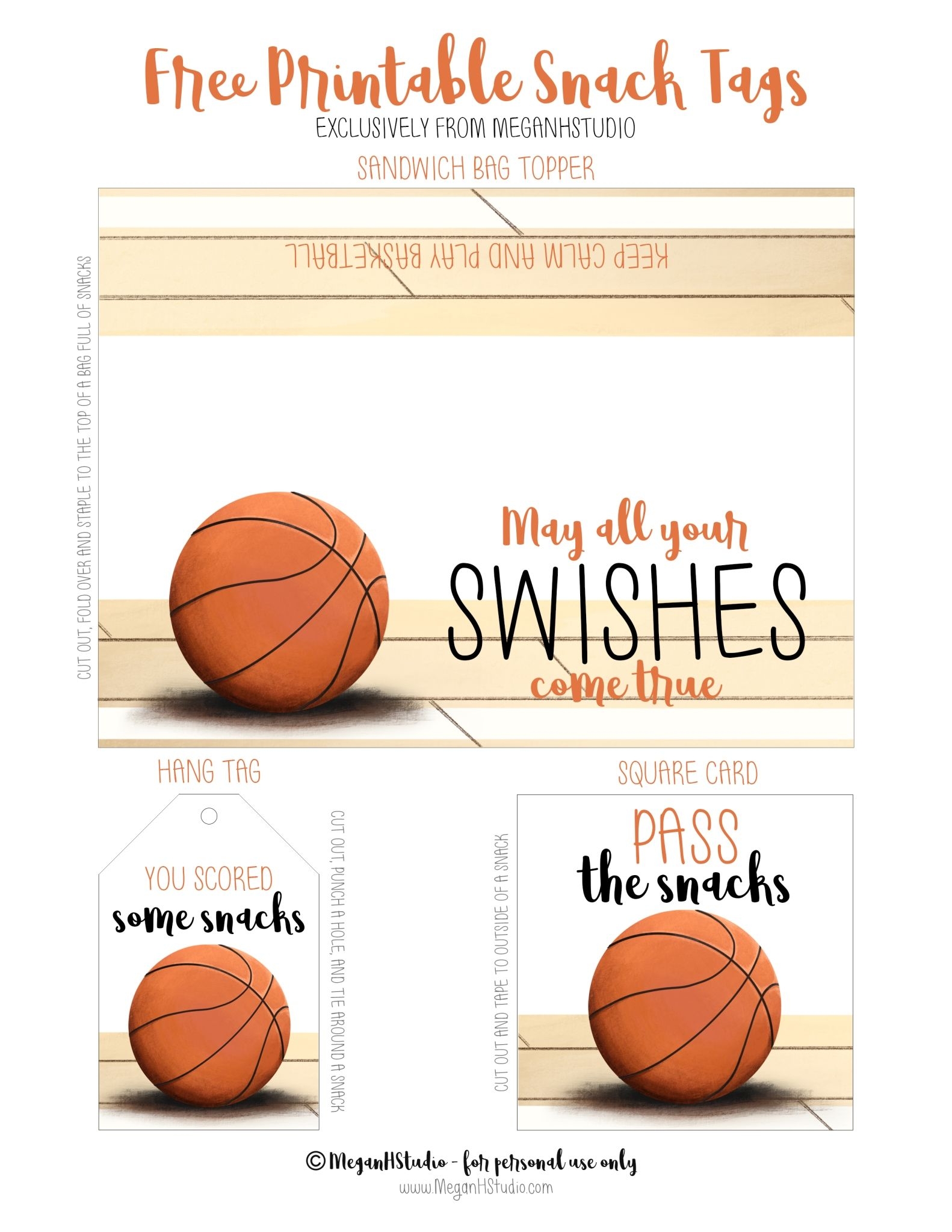 Free Printable Basketball Snack Tags MeganHStudio Worksheets Library