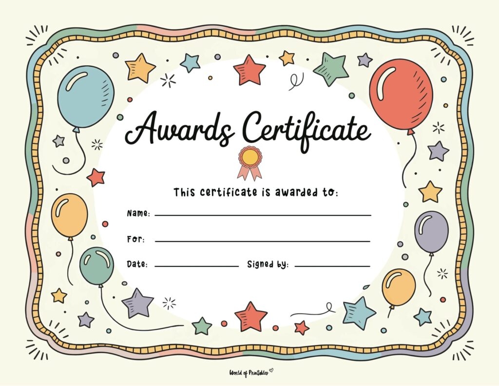 Free Printable Award Certificate For Kids