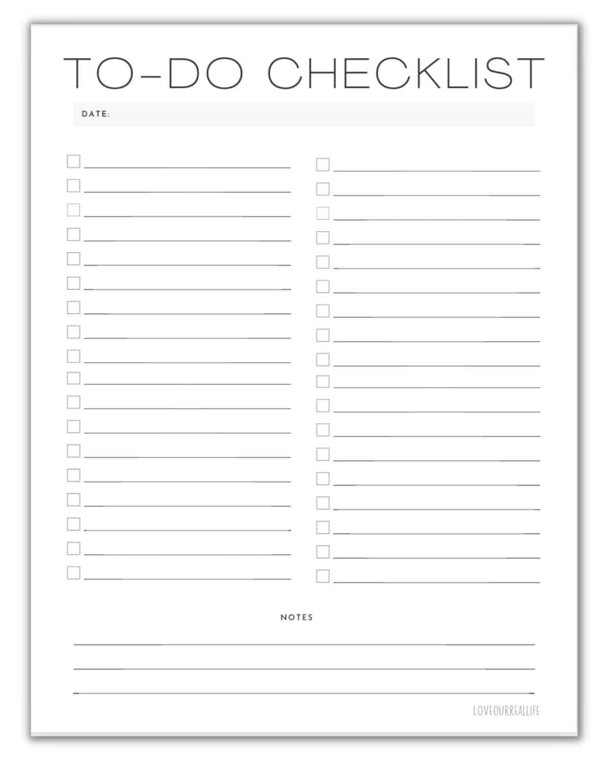 Printable Editable Checklist Template