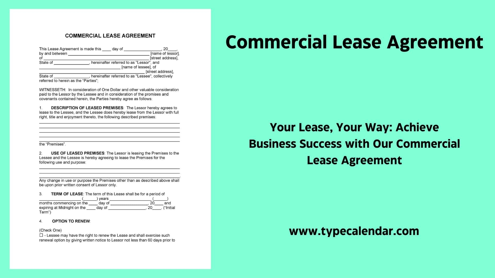 Printable Commercial Lease Agreement Template Free