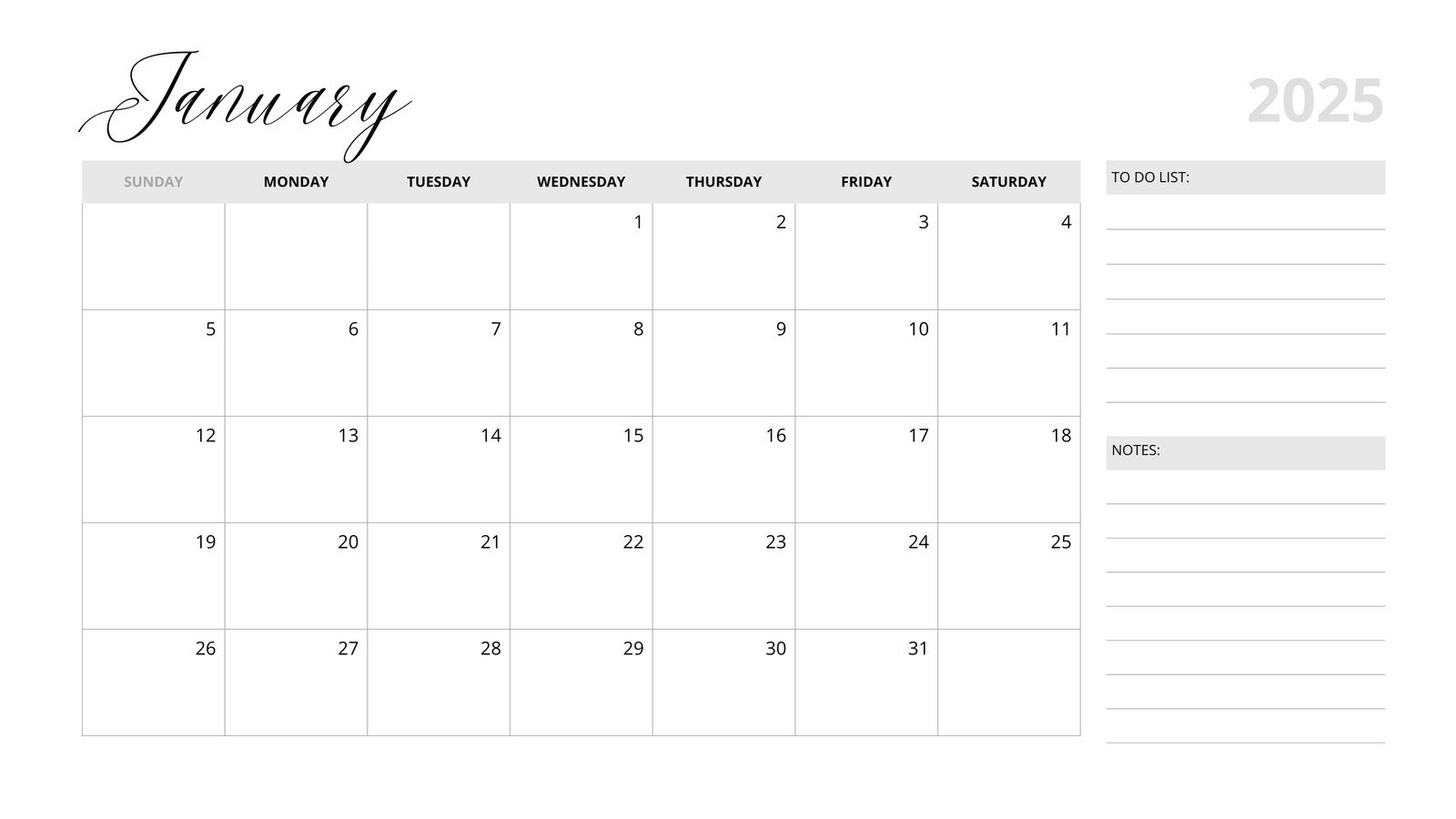 Free Printable Lined Monthly Calendar 2025
