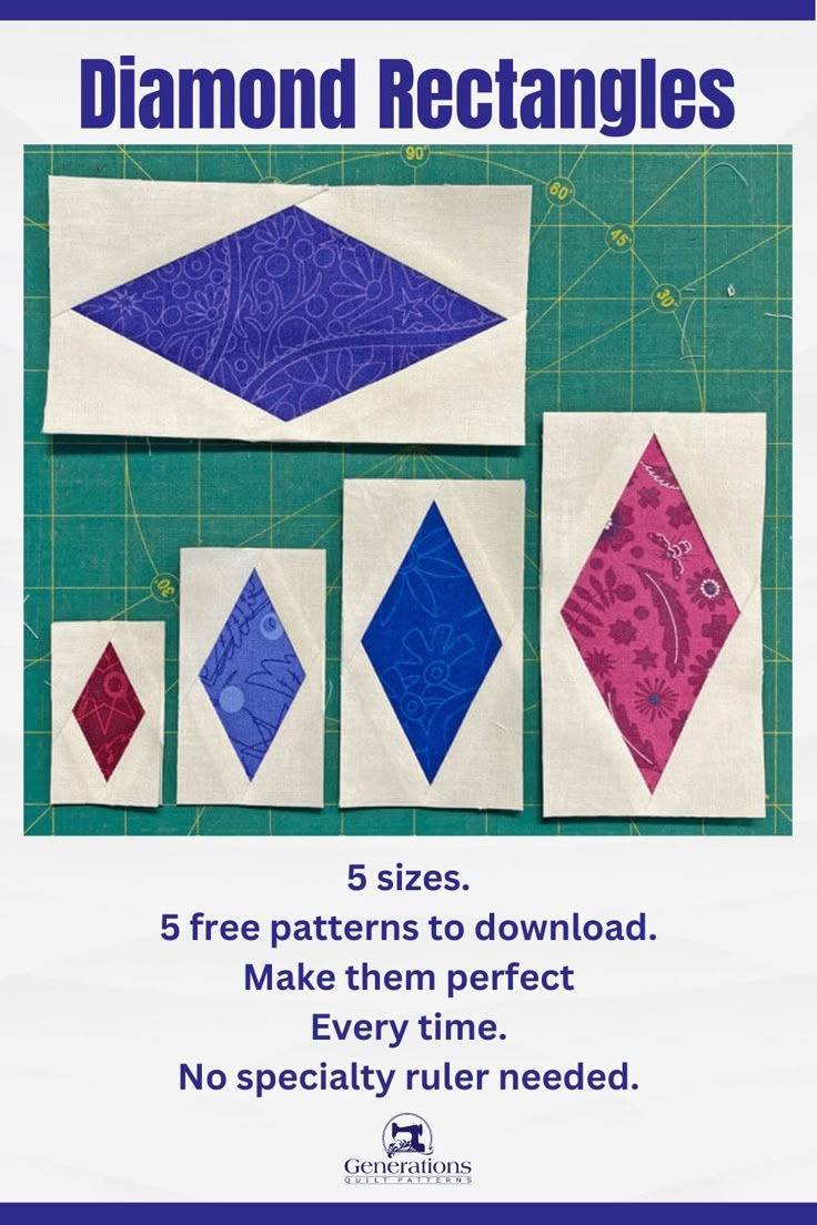 Free Printable Diamond Rectangle Quilt Block Patterns 5 Sizes