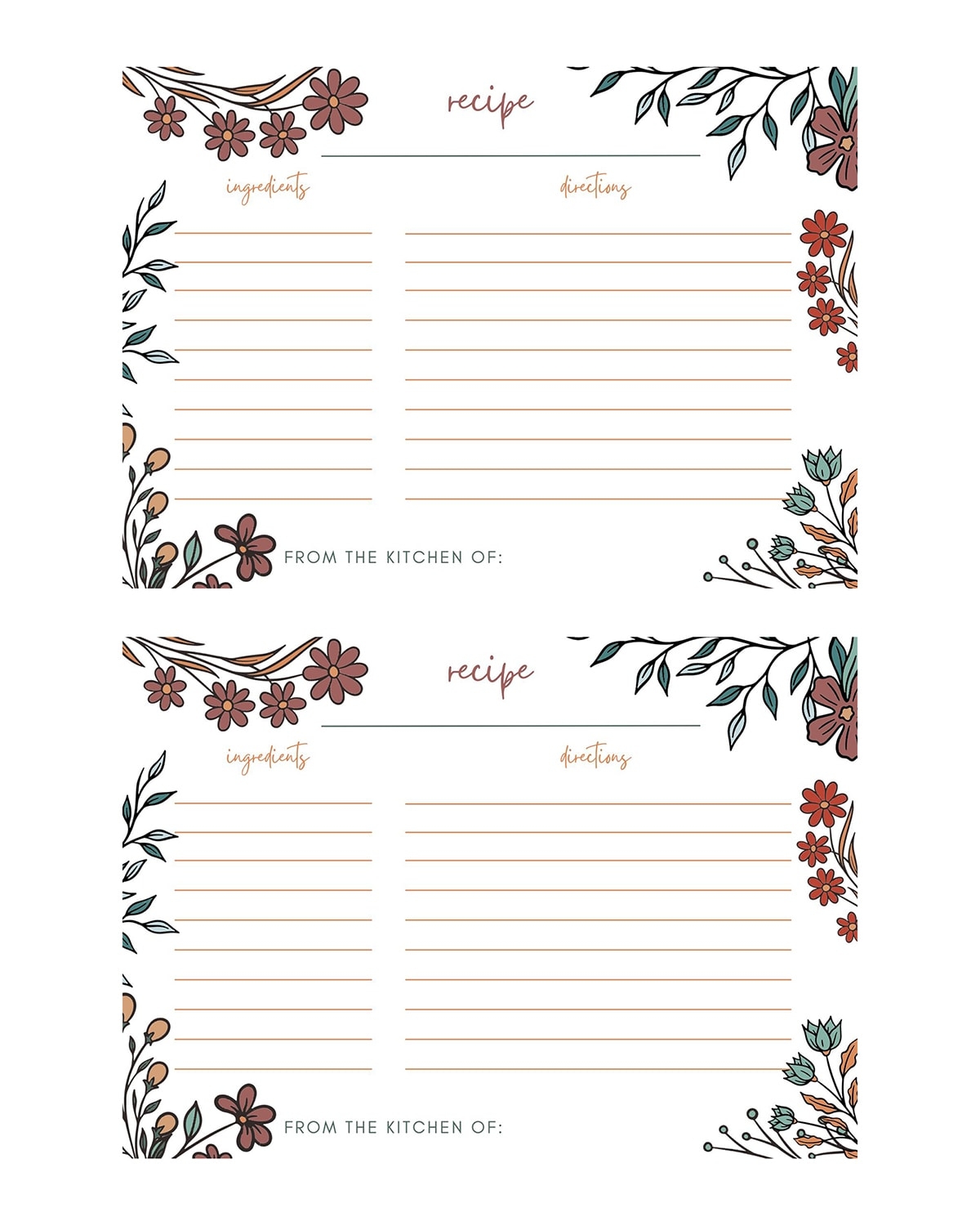 FREE Printable Fall Recipe Cards A Pretty Life In The Suburbs