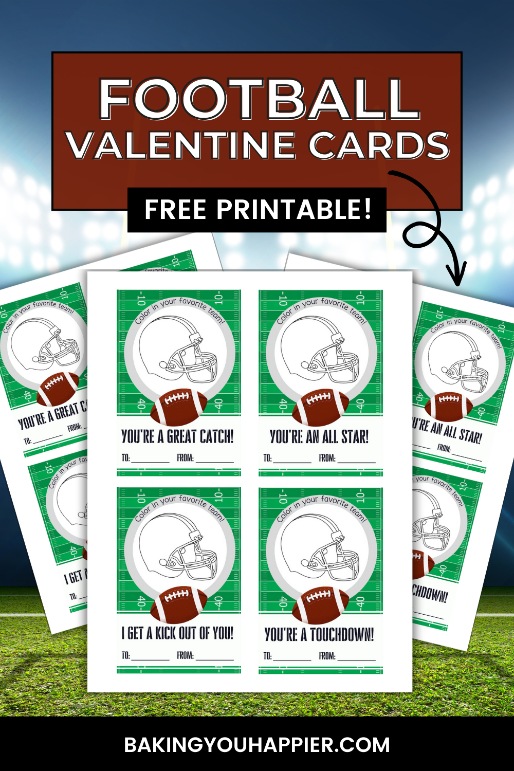Free Printable Football Valentine Cards Baking You Happier