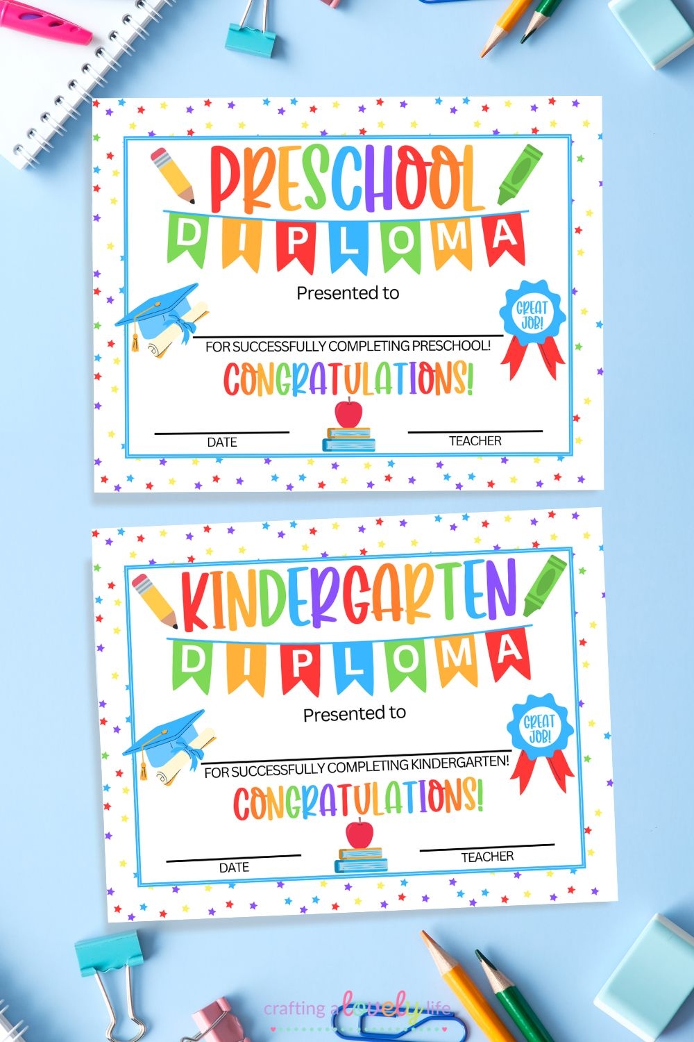 Free Printable Graduation Diplomas Preschool 5th Grade