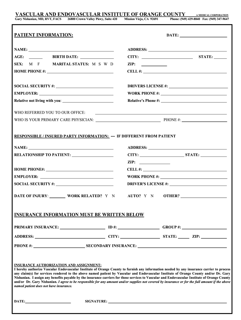 Free Printable Patient Demographic Form Fill Out Sign Online DocHub