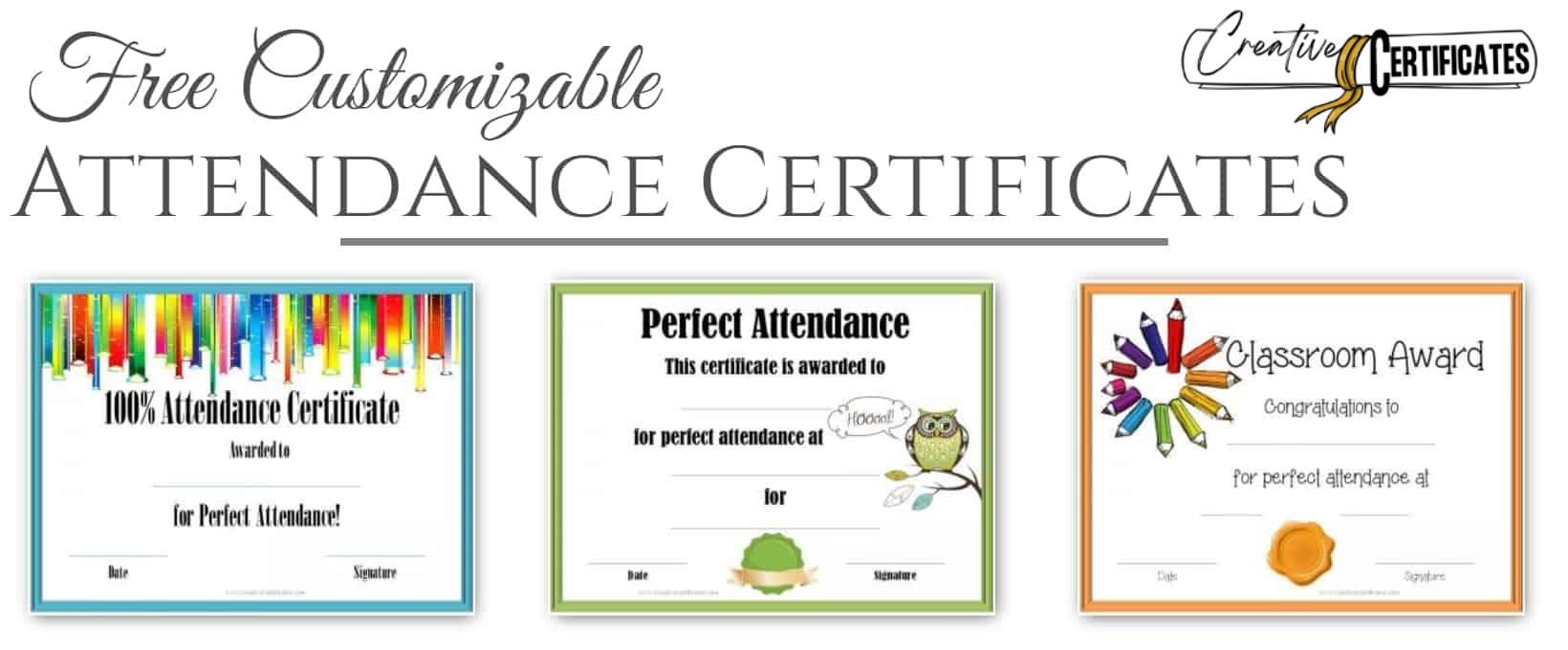 FREE Printable Perfect Attendance Certificate Templates Customizable