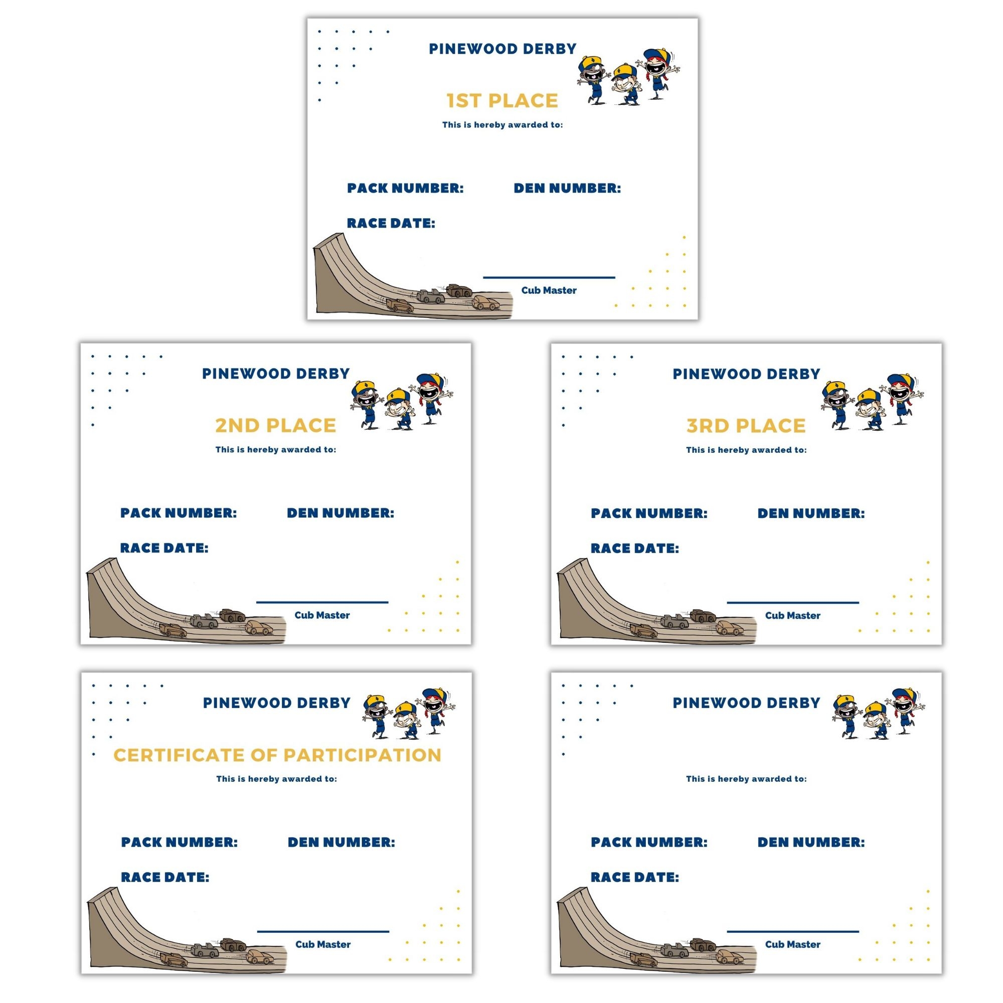Pinewood Awards Printable Certificates