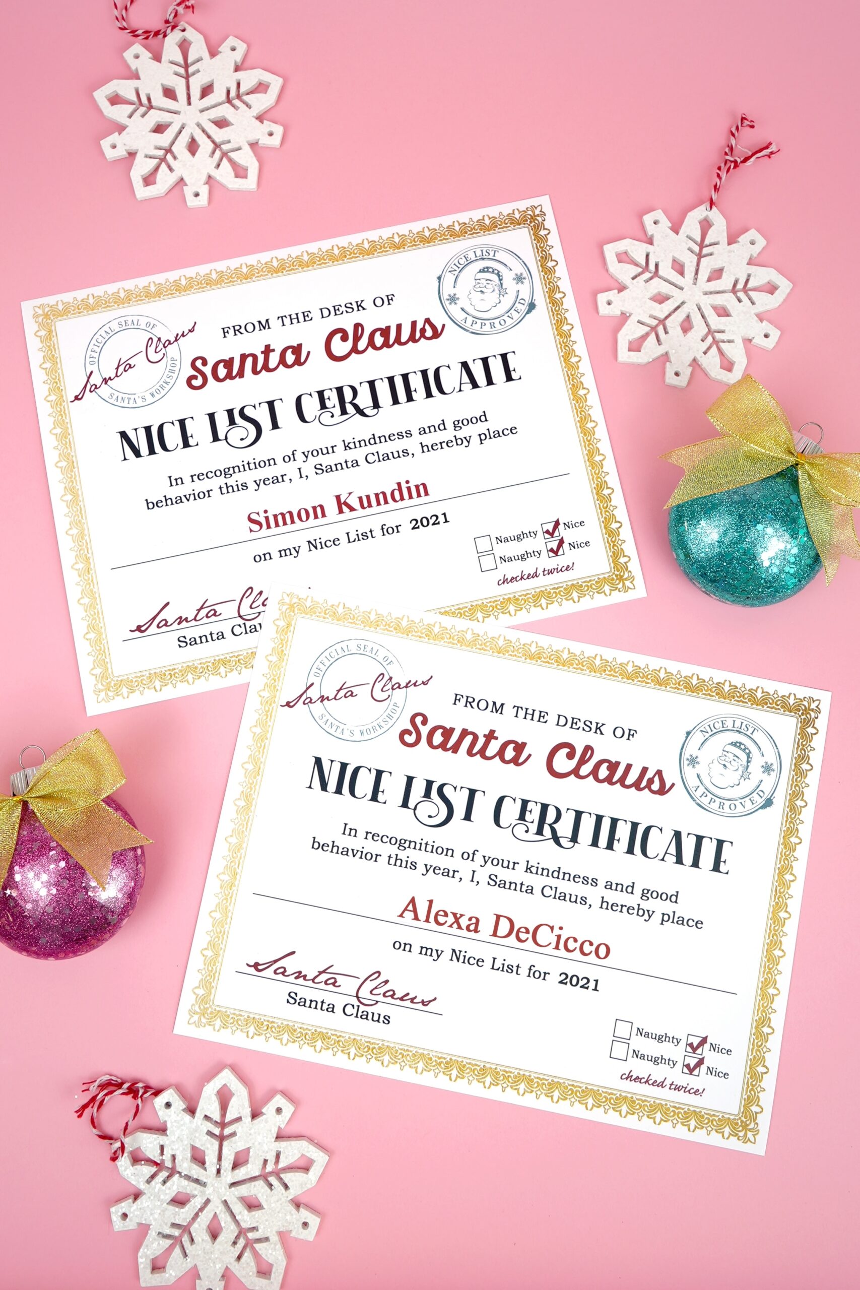 Free Printable Santa Nice List Certificate 2025