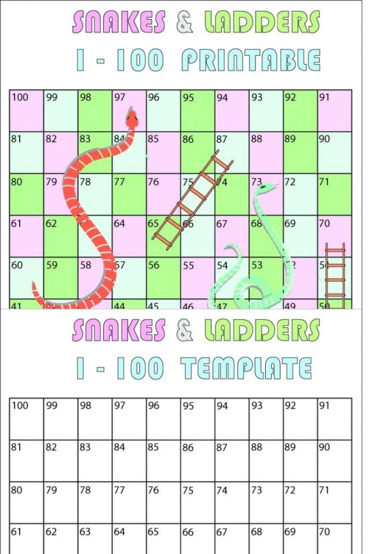 Free Printable Snakes And Ladders 1 100 PDF Included Blank Template
