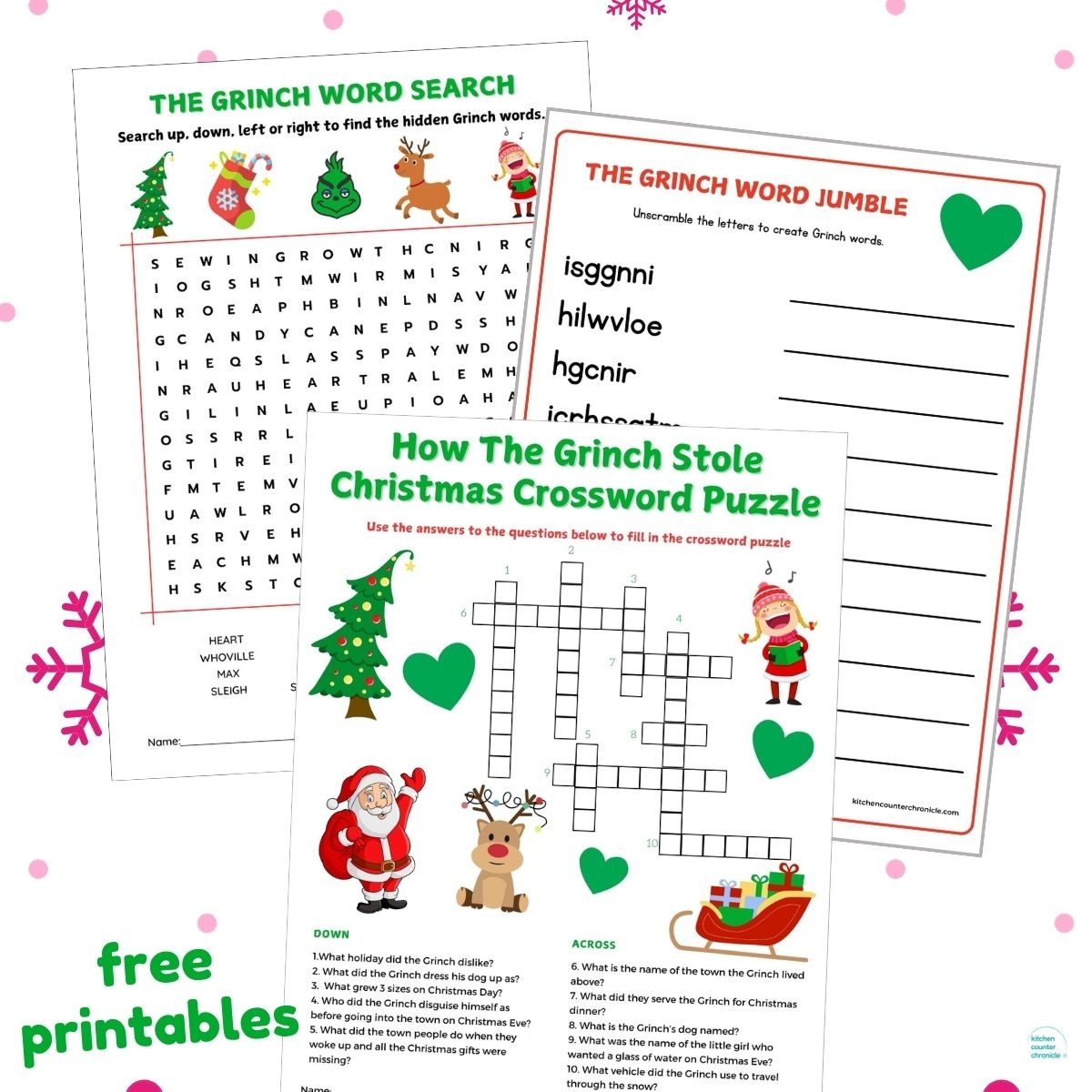Free Printable The Grinch Word Games