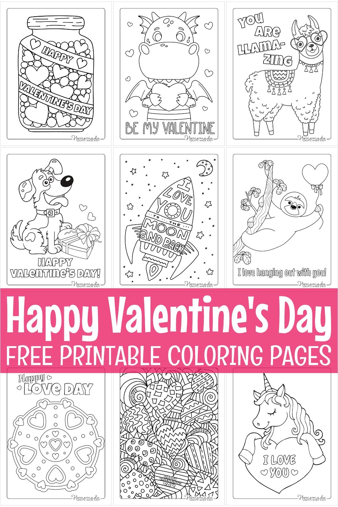 Free Printable Coloring Valentine Cards