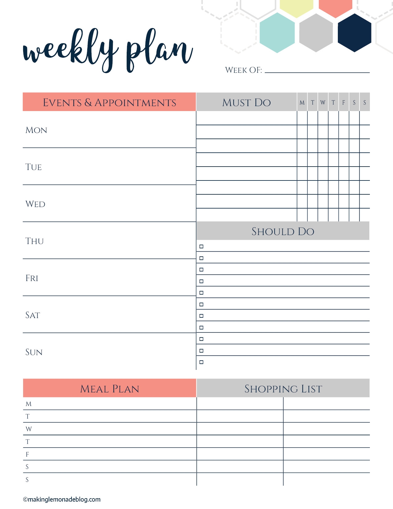 Weekly Task Calendar Printable