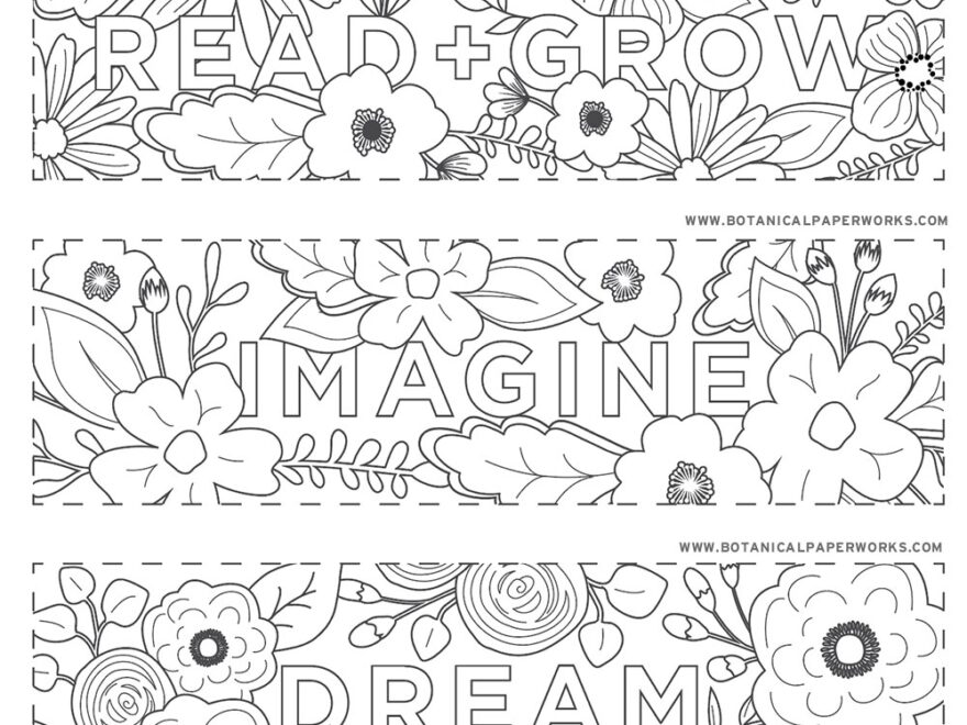 Free Printables Read Grow Coloring Bookmarks For Back to School Botanical PaperWorks