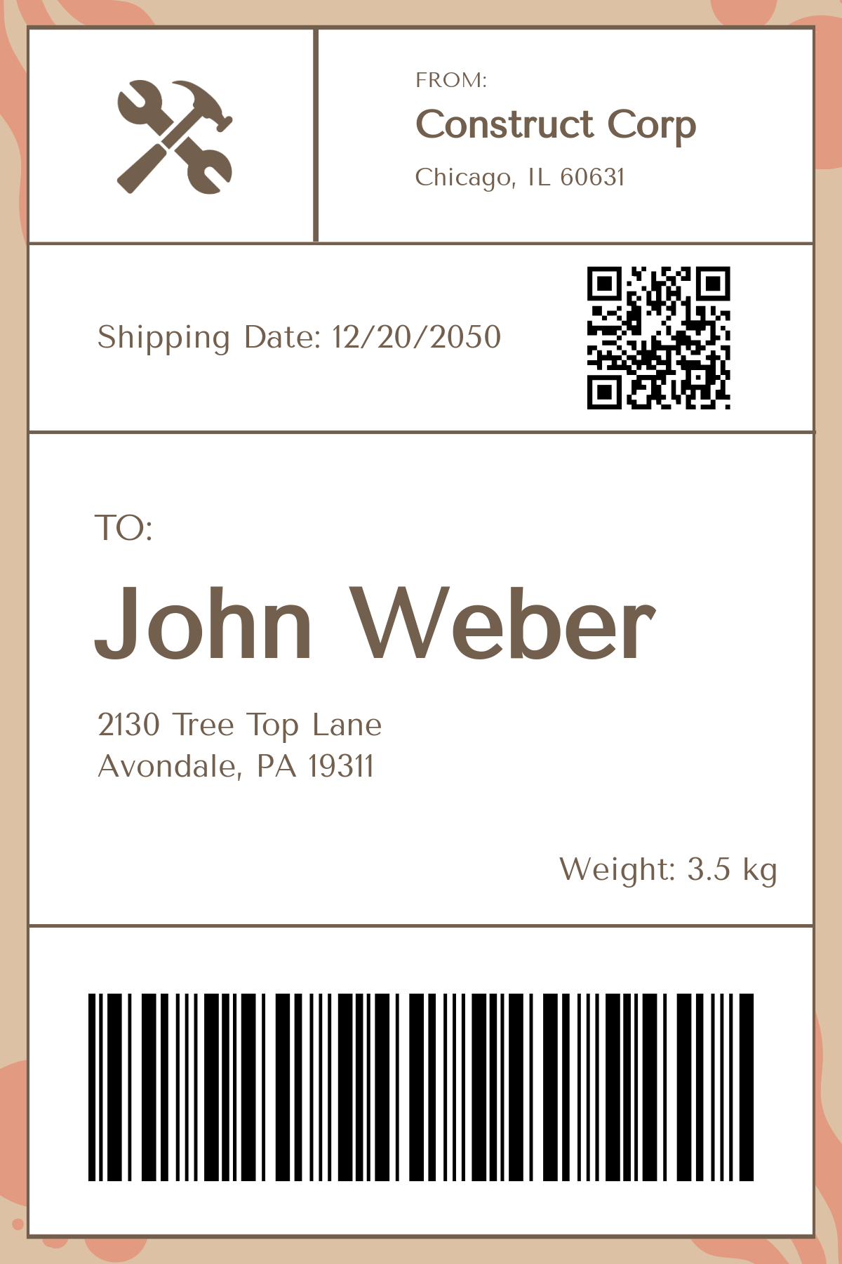 Printable Shipping Label Template